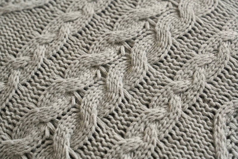 DOKOT Grey Knit Throw Pillow Cover Decorative Cable Braid and Diamond Knitting Square Warm Cushion Cover (Light Gray, (18x18 inches(45x45cm)) - Image 5